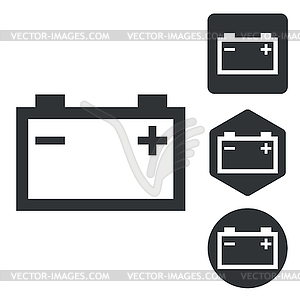 Accumulator icon set, monochrome - vector image