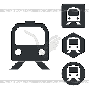 Train icon set, monochrome - vector EPS clipart