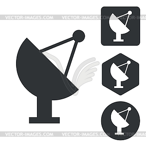 Satellite dish icon set, monochrome - stock vector clipart