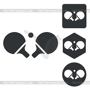 Table tennis icon set, monochrome - vector clipart