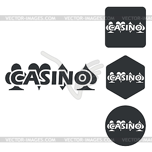 Casino icon set, monochrome - vector clip art