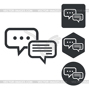 Answering icon set, monochrome - vector clip art