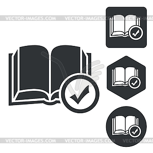 Select book icon set, monochrome - vector image