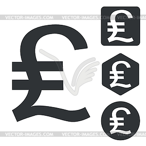 Pound sterling icon set, monochrome - vector clip art