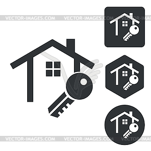 Дом ключ набор иконок, монохромный - графика в векторе