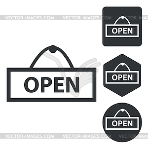 Open icon set, monochrome - vector image