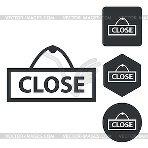 Close icon set, monochrome - vector image