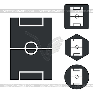 Football field icon set, monochrome - vector clipart