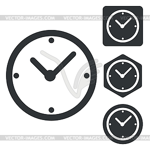 Clock icon set, monochrome - vector image