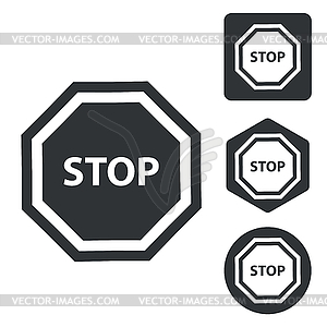 STOP icon set, monochrome - vector clipart