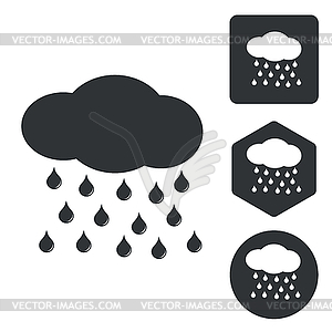 Rain icon set, monochrome - vector clip art