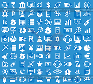 Finance icon set, blue - vector clipart