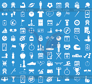 Sport icon set, blue - vector image