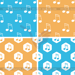 Sixteenth note pattern set, - color vector clipart