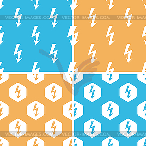 Voltage lightning pattern set, - vector image