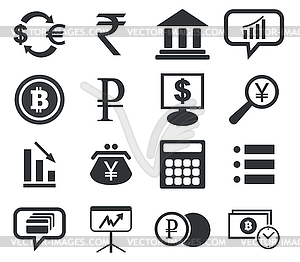 Finance icon set 1, simple - vector clip art