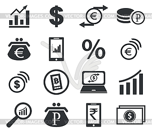 Finance icon set 2, simple - vector clipart