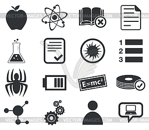 Science icon set 1, simple - white & black vector clipart