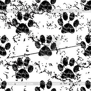 Animal paw pattern grunge, monochrome - vector image