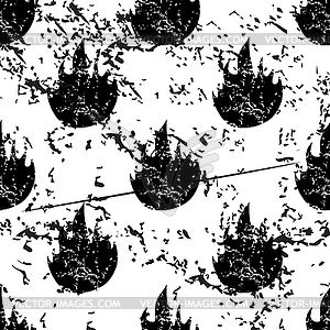 Flame pattern grunge, monochrome - vector image