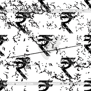 Indian rupee pattern grunge, monochrome - vector clipart