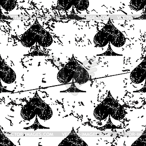 Spades pattern grunge, monochrome - vector image