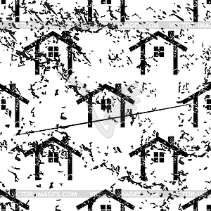 Cottage pattern, grunge, monochrome - royalty-free vector clipart