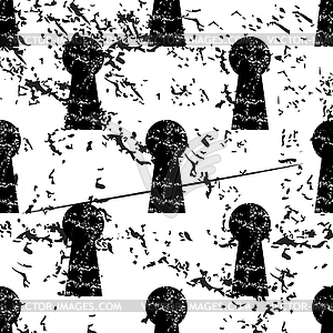 Keyhole pattern, grunge, monochrome - vector clip art