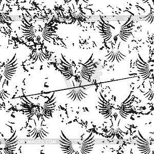 Flying bird pattern, grunge, monochrome - vector clipart