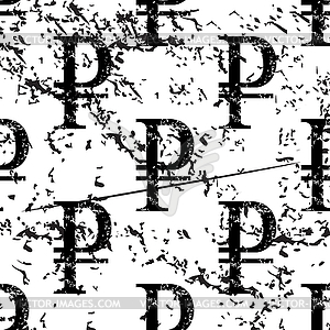 Rouble pattern, grunge, monochrome - vector clipart