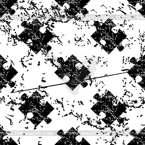 Puzzle piece pattern, grunge, monochrome - vector image