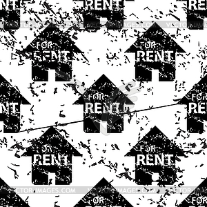 Rental house pattern, grunge, monochrome - vector clip art