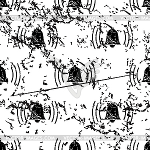 Ringing bell pattern, grunge, monochrome - royalty-free vector clipart