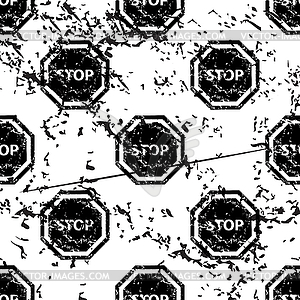 STOP sign pattern, grunge, monochrome - vector image