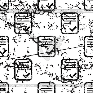 Approved document pattern, grunge, monochrome - vector image