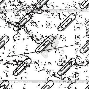 Paperclip pattern, grunge, monochrome - vector image