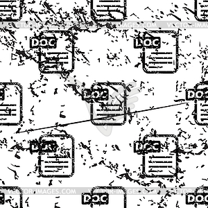 DOC document pattern, grunge, monochrome - vector clipart