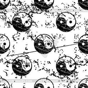 Ying yang pattern, grunge, monochrome - vector clipart