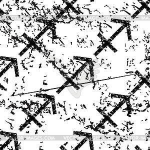 Sagittarius pattern, grunge, monochrome - vector image