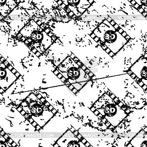 3D movie pattern, grunge, monochrome - vector image