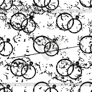 Wedding rings pattern, grunge, monochrome - vector image