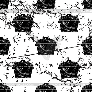 Pot pattern, grunge, monochrome - vector image