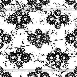 Gears pattern, grunge, monochrome - vector EPS clipart