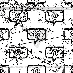 E-mail message pattern, grunge, monochrome - vector image