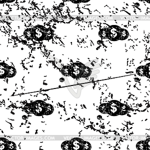Dollar thought pattern, grunge, monochrome - vector clip art
