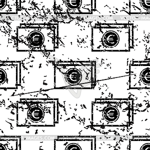 Euro banknote pattern, grunge, monochrome - vector clipart