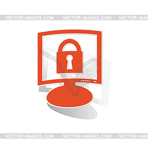 Locked monitor sticker, orange - vector image