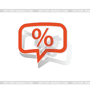 Percent message sticker, orange - vector clipart