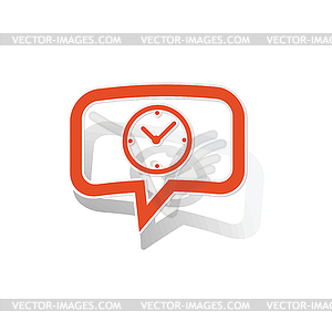 Time message sticker, orange - vector image