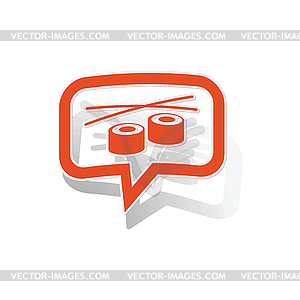 Sushi message sticker, orange - vector image